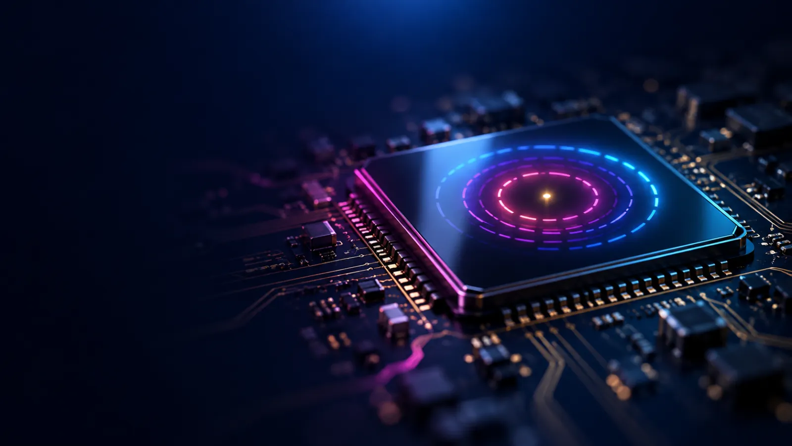 An unbranded chip with rings of light